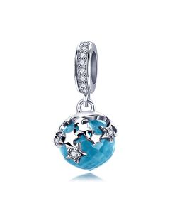 925 Sterling Silver Charms, Fit Pandora Charms, Charms for Bracelet, Dazzling Star Blue Crystal Pendant Charm, Charms for Pandora Bracelet