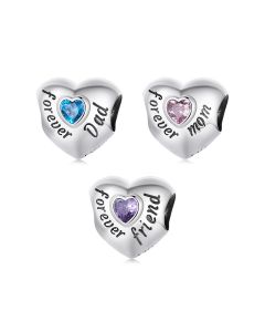 925 Sterling Silver Charms, Charms for Bracelet, Love Family Charm Heart Charm, Charms for Pandora Bracelet, Fit Pandora Charms