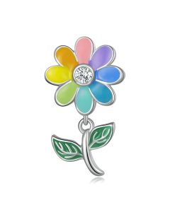 Charms for Pandora Bracelet, 925 Sterling Silver Charms, Charms for Bracelet, Fit Pandora Charms, Colorful Sunflower Pendant Charm