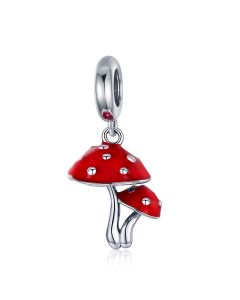 Charms for Bracelet, Fit Pandora Charms, Mushroom Red Enamel Pendant Charm, Charms for Pandora Bracelet, 925 Sterling Silver Charms