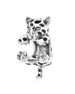 Funny Little Cheetah Bead Charm, Charms for Bracelet, Fit Pandora Charms, Charms for Pandora Bracelet, 925 Sterling Silver Charms
