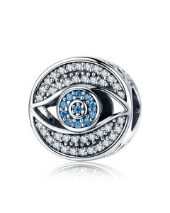 Fit Pandora Charms, Lucky Blue Guarding Eye Clear CZ Charm, Charms for Bracelet, Charms for Pandora Bracelet, 925 Sterling Silver Charms