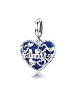 Fit Pandora Charms, Charms for Bracelet, Charms for Pandora Bracelet, 925 Sterling Silver Charms, Warm Family Heart Pendant Charm