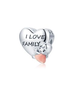 925 Sterling Silver Charms, Charms for Bracelet, Fit Pandora Charms, Little Girl Love Family Heart Charm, Charms for Pandora Bracelet