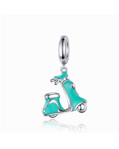 Fit Pandora Charms, 925 Sterling Silver Charms, Charms for Pandora Bracelet, Charms for Bracelet, Green Enamel Electric Vehicle Bike Pendant
