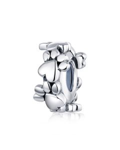 Fit Pandora Charms, 925 Sterling Silver Charms, Heart Dog Paw Charm Stopper with Silicone Spacer Charm, Charms for Pandora Bracelet
