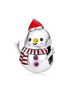925 Sterling Silver Charms, Charms for Bracelet, Cute Snowman Christmas Charm, Charms for Pandora Bracelet, Fit Pandora Charms