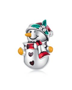 925 Sterling Silver Charms, Charms for Bracelet, Fit Pandora Charms, Charms for Pandora Bracelet, Snowman Christmas Bead Charm