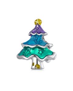 Silver and Colorful Christmas Tree Charm, Charms for Pandora Bracelet, Fit Pandora Charms, 925 Sterling Silver Charms, Charms for Bracelet