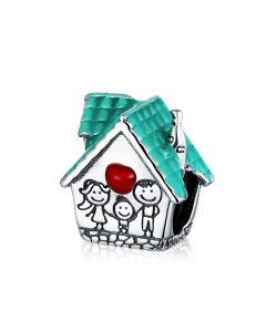 Happy Family Sweet House Home Charm, Charms for Bracelet, Fit Pandora Charms, Charms for Pandora Bracelet, 925 Sterling Silver Charms