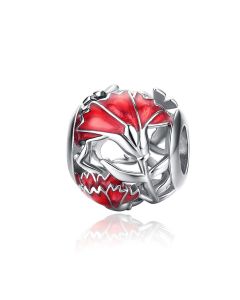 Fit Pandora Charms, 925 Sterling Silver Charm, Charms for Pandora Bracelet, Mother's Flower Carnation Charm, Openwork Red Enamel Petal Charm