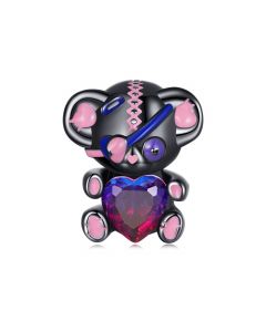 Black Gold Plated Heart Teddy Bear Charm, 925 Sterling Silver Charms, Fit Pandora Charms, Charms for Pandora Bracelet, Charms for Bracelet