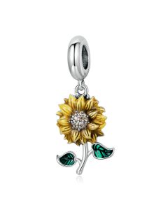 Sunflower Pendant Charm, Charms for Bracelet, 925 Sterling Silver Charms, Fit Pandora Charms, Charms for Pandora Bracelet