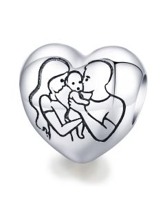 925 Sterling Silver Charms, Charms for Pandora Bracelet, Fit Pandora Charms, Charms for Bracelet, Engraving Love Family Print Charm