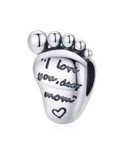 Fit Pandora Charms, Charms for Pandora Bracelet, 925 Sterling Silver Charms, Baby Foot Charm, Letter Charm, Love MOM Charm