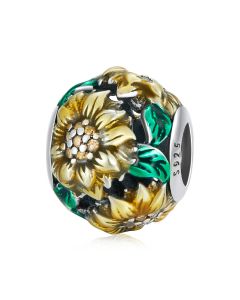 Sunflower Openwork Charm, Fit Pandora Charms, Charms for Bracelet, 925 Sterling Silver Charms, Charms for Pandora Bracelet
