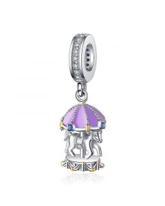 Charms for Pandora Bracelet, Cute Purple Carousel Charm, Merry-go-round Charm, 925 Sterling Silver Charms, Fit Pandora Charms