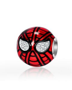 Charms for Pandora Bracelet, Red Enamel Movie Man Head Charm, zircon Eyes Charm, Fit Pandora Charms, 925 Sterling Silver Charms