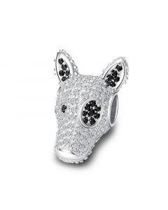Charms for Bracelet, Charms for Pandora Bracelet, Fit Pandora Charms, 925 Sterling Silver Charms, Dog Head Charm with Clear CZ