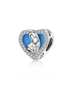 Mum Hold Child Heart Bead Charm, Mother and Daughter Charm, Family Charm, Fit Pandora Charms, Charms for Pandora Bracelet