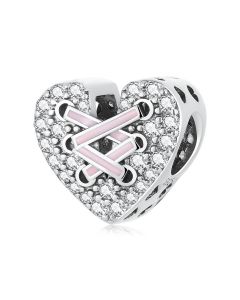 Fit Pandora Charms, Pink Corset Heart Shaped Charm, 925 Sterling Silver Charms, Charms for Pandora Bracelet, Charms for Bracelet