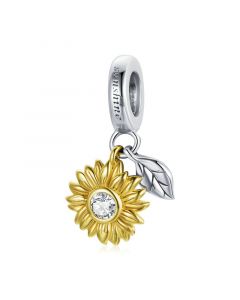 Charms for Bracelet, Fit Pandora Charms, 925 Sterling Silver Charms, Shining Sunflower Charm, Charms for Pandora Bracelet