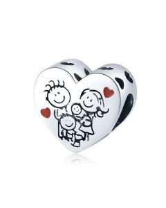 Charms for Bracelet, Fit Pandora Charms, Charms for Pandora Bracelet, Love Family Heart Charm, 925 Sterling Silver Charms