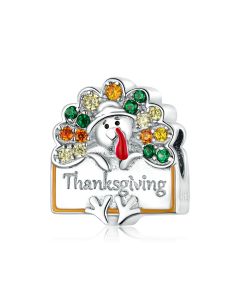 Thanksgiving Turkey Charm, Charms for Bracelet, 925 Sterling Silver Charms, Charms for Pandora Bracelet, Fit Pandora Charms