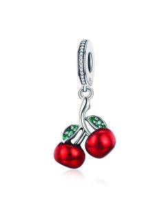 Fit Pandora Charms, Charms for Pandora Bracelet, 925 Sterling Silver Charms, Charms for Bracelet, Fruit Red Enamel Cherry Pendant Charm