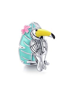 Charms for Pandora Bracelet, 925 Sterling Silver Charms, Charms for Bracelet, Vibrant Toucan Charm, Fit Pandora Charms