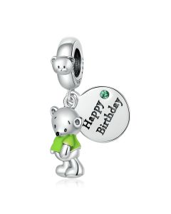 Charms for Bracelet, 925 Sterling Silver Charms, Charms for Pandora Bracelet, Happy Birthday Cute Bear Charm, Fit Pandora Charms