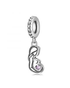 925 Sterling Silver Charms, Pregnant Woman Charm, Pregnant Mom CHarm, Pregnant Wife CHarm, Charms for Pandora Bracelet, Fit Pandora Charms