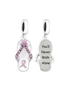 Breast Cancer Awareness Charm, Slippers Charm, Charms for Pandora Bracelet, Fit Pandora Charms, 925 Sterling Silver Charms