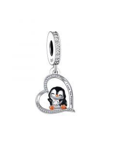 Penguin I Love You Forever Charm, Charms for Pandora Bracelet, Fit Pandora Charms, Charms for Bracelet, 925 Sterling Silver Charms