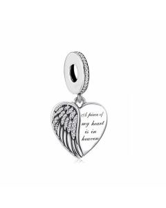 Charms for Pandora Bracelet, Angel Wings Heart Dangle Charm, 925 Sterling Silver Charms, Fit Pandora Charms, Charms for Bracelet