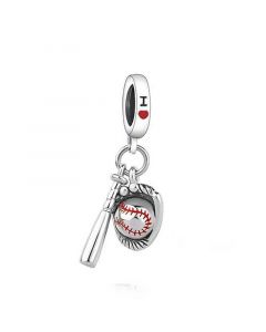 I Love Baseball Charm, 925 Sterling Silver Charms, Charms for Bracelet, Charms for Pandora Bracelet, Fit Pandora Charms