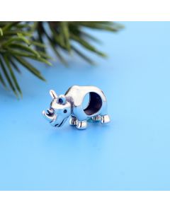 925 Sterling Silver Charms, Charms for Pandora Bracelet, Fit Pandora Charms, Cute Rhino Rhinoceros Charm, Charms for Bracelet