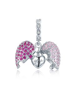 Fit Pandora Charms, Charms for Pandora Bracelet, Only You Pink Open Heart Pendant Charm, 925 Sterling Silver Charms, Charms for Bracelet