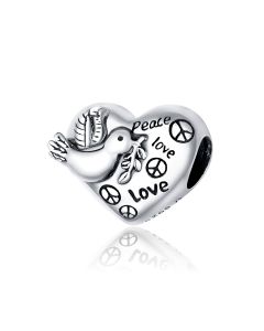 Charms for Pandora Bracelet, Charms for Bracelet, 925 Sterling Silver Charms, Peace Pigeon Charm, Peace Love Charm, Fit Pandora Charms