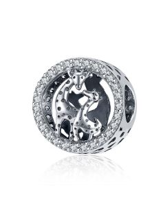 Giraffe Mother and Child Charm, Giraffe Family Clear CZ Charm, 925 Sterling Silver Charms, Fit Pandora Charms, Charms for Pandora Bracelet