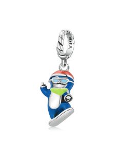 Fit Pandora Charms, 925 Sterling Silver Charms, Charms for Pandora Bracelet, Skiing Penguin Charm, Charms for Bracelet