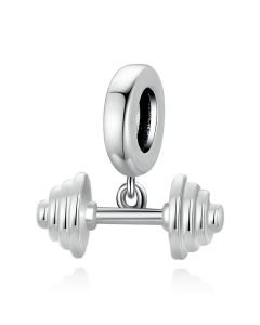 925 Sterling Silver Charms, Charms for Bracelet, Weightlifting Barbell Charm, Charms for Pandora Bracelet, Fit Pandora Charms