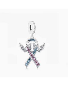 Pregnancy Loss Awareness Charm, Mommy of Angel Blue Ribbon, Charms for Pandora Bracelet, Fit Pandora Charms, 925 Sterling Silver Charms
