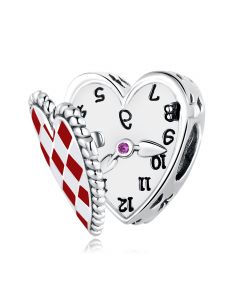 Charms for Pandora Bracelet, 925 Sterling Silver Charms, Fairy Magic Clock Charm, Heart Shape Clock Time Charm, Fit Pandora Charms