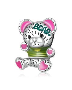 Fit Pandora Charms, Pink Little Bear Charm, Charms for Bracelet, 925 Sterling Silver Charms, Charms for Pandora Bracelet