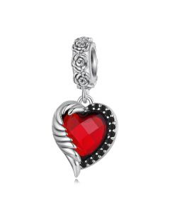 Halloween Rose Heart Charm, Magic Wings Charm, Charms for Pandora Bracelet, Fit Pandora Charms, 925 Sterling Silver Charms