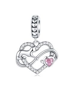 Cute Cat Play with Its Long Tail Charm, Love Pet Heart Charm, 925 Sterling Silver Charms, Fit Pandora Charms, Charms for Pandora Bracelet