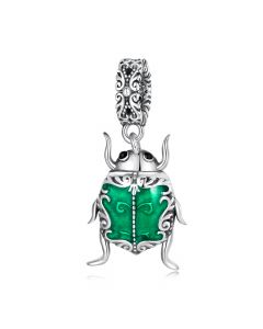 Charms for Pandora Bracelet, 925 Sterling Silver Charms, Charms for Bracelet, Fit Pandora Charms, Green Beetle Charm