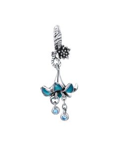 Charms for Bracelet, Blue Lily Flower Charm, Charms for Pandora Bracelet, Fit Pandora Charms, 925 Sterling Silver Charms