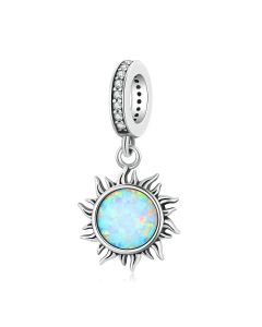 925 Sterling Silver Charms, Opal Sun Pendant Charm, Charms for Pandora Bracelet, Fit Pandora Charms, Charms for Bracelet